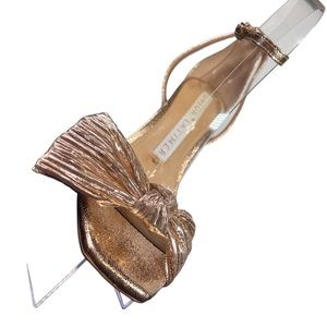 Gibson Latimer Rose Gold Lame’ Sandal Heels with Bow Detail